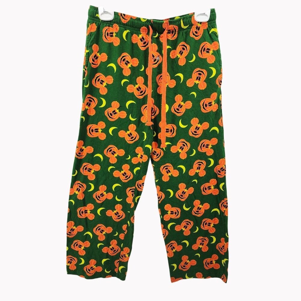 Disney Mickey Mouse Halloween Pajama Pants XS Green Orange Cotton Sleepwear